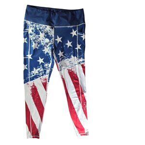 CVG Leggings american flag large Stretch pants Activewear Womens yoga exercise